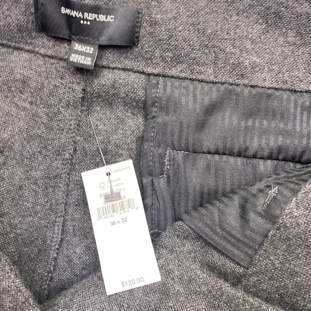 Banana Republic Mens Slim Pant Sz 36 Charcoal Gray Wool Blend Dress Trousers NEW